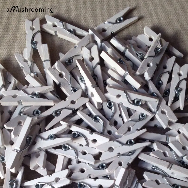 50 белых дневных мини прищепок для одежды из белого дерева. Для рукоделия