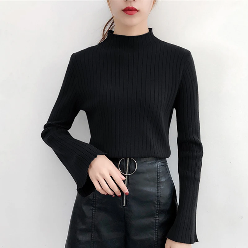 Свитера и пуловеры с расклешенными рукавами осенне-зимний вязаный свитер для