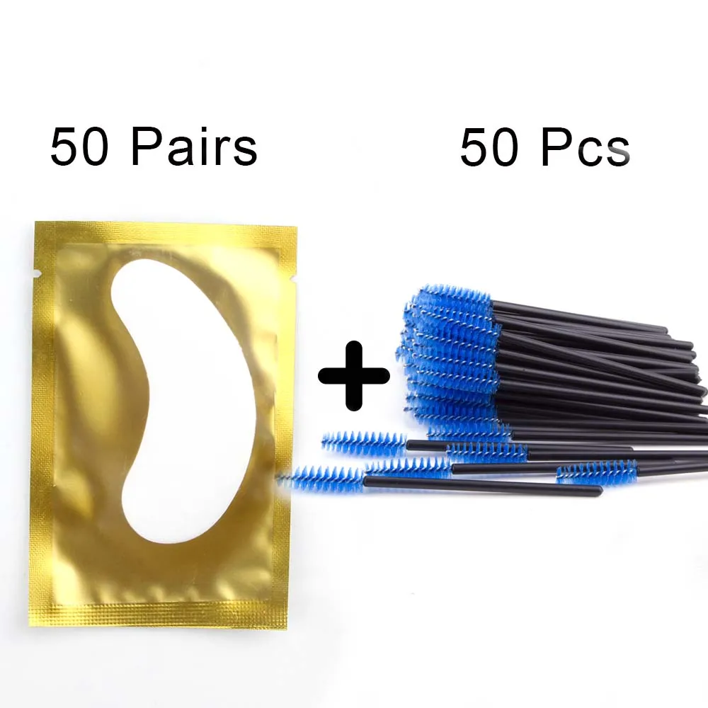 gold set1 100 шт накладки для глаз бумажные нашивки наклейки "ресницы" обертывание и 50 шт одноразовая щетка для ресниц для 150 шт ресницы удлинитель Макияж инструмент - Цвет: gold set1