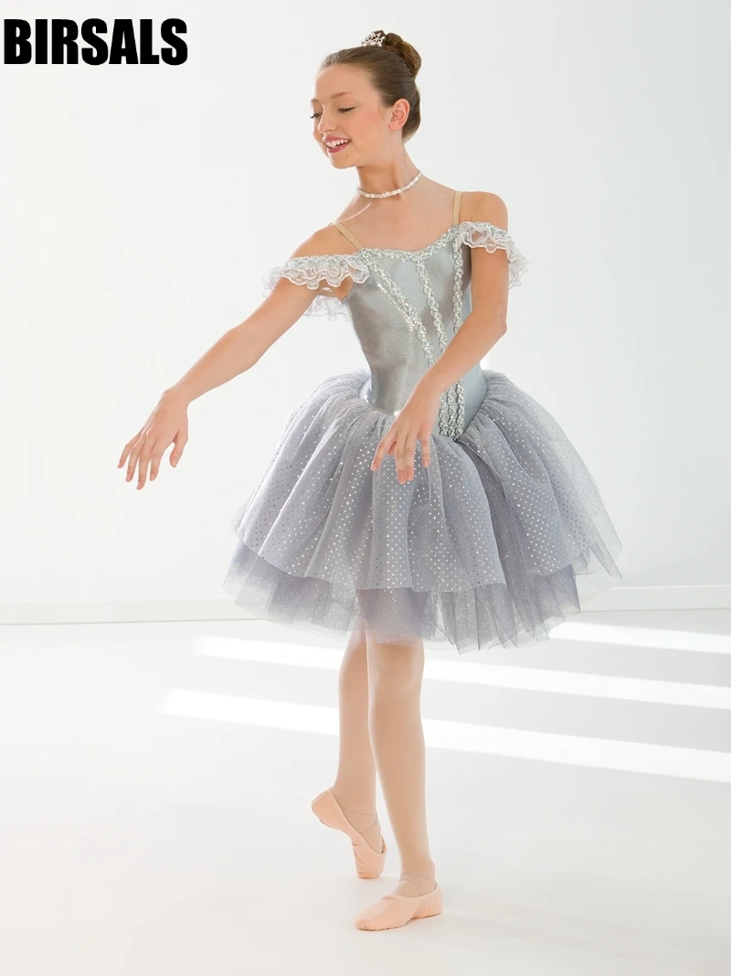 Платье-пачка для девочек серый цвет Спящая красавица лирическое танцев Детский