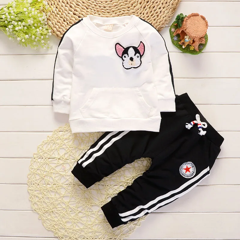 Baby Boy Clothes Spring Autumn Cartoon Dog Round Neck T-shirts Tops Long Pants Infant Clothing Set Casual Kids Bebes Sport Suits | Детская