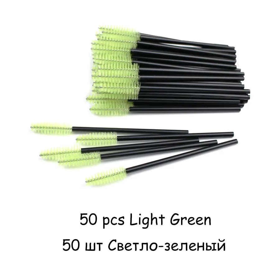 50pcs Green 25/50 шт./лот одноразовые нейлоновые силиконовые щетки для туши кисти ресницы гибкие кисти для макияжа для наращивания ресниц Инструменты - Цвет: 50pcs Green
