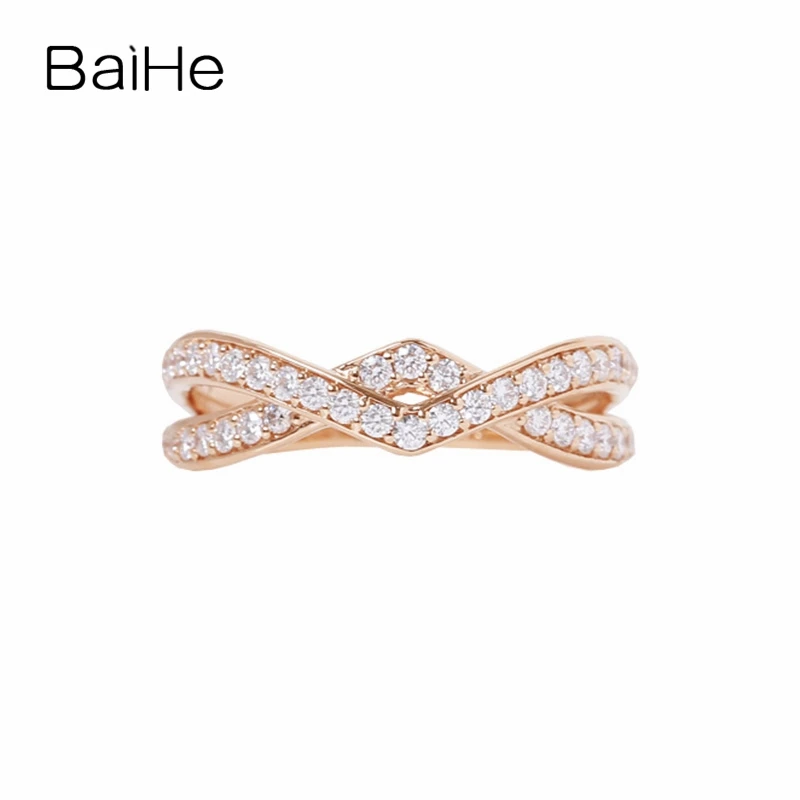 BAIHE однотонное 14K розовое золото около 0 40 карат H/SI круглые ограненные натуральные