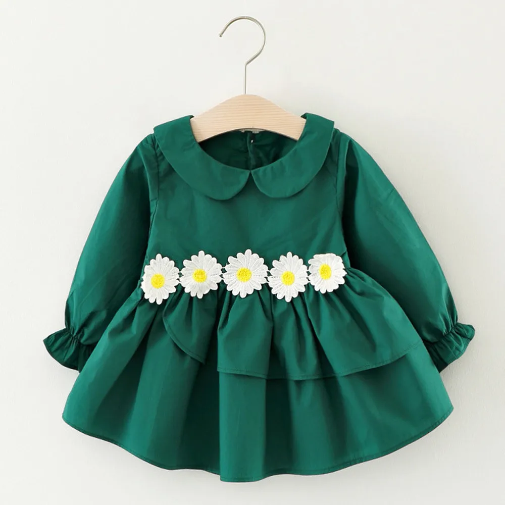Toddler Kids Baby Girls Flower Clothes Long Sleeve Party Princess Dresses #5D28 | Детская одежда и обувь