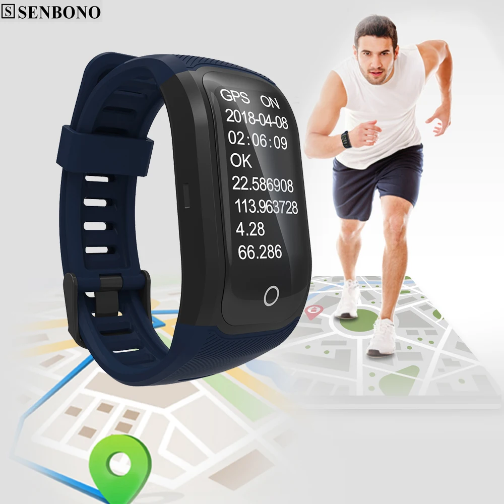 SENBONO gps спортивный смарт браслет цветной экран фитнес трекер Браслет IP68
