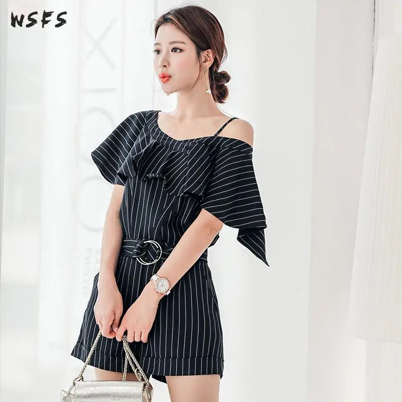 Женский комплект из 2 предметов летние платья топ на одно плечо с оборками черное