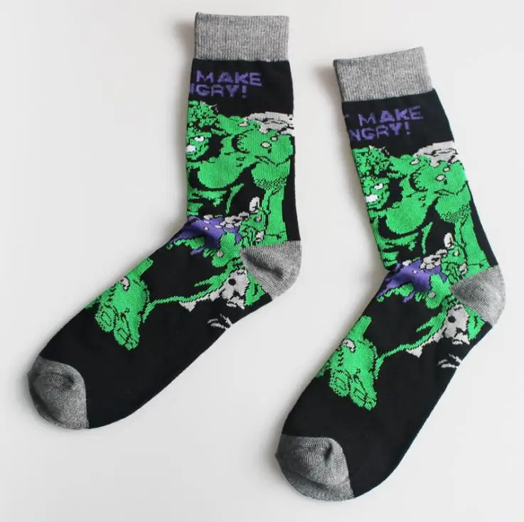 Hulk B Мода герой комиксов Marvel общие носки мультфильм Бэтмен человек паук Супермен, Халк по колено теплые Мстители носки Длинные искусство Funky Sox - Цвет: Hulk B