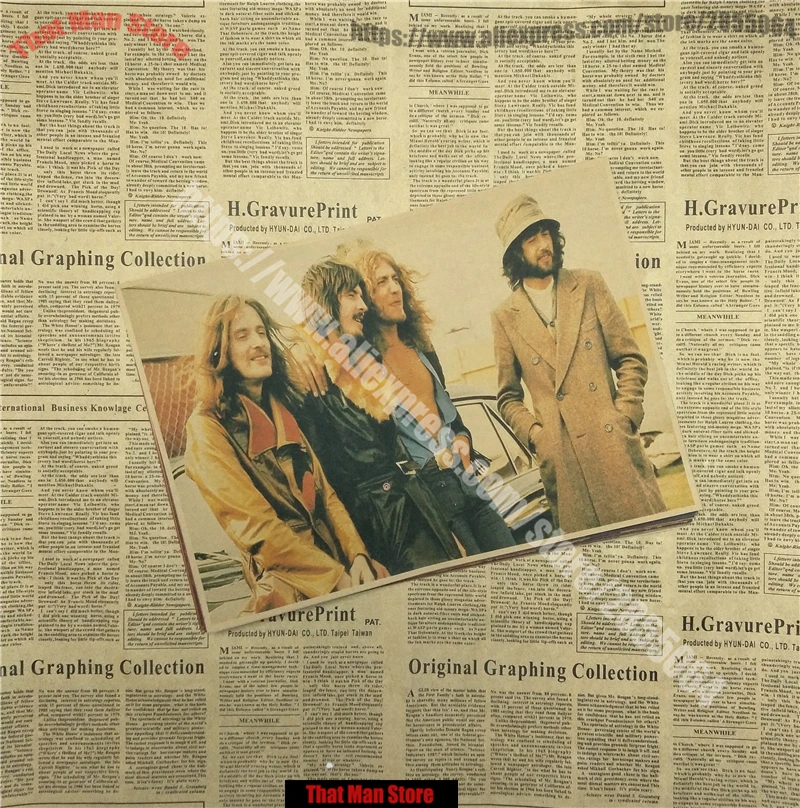 ВИНТАЖНЫЙ ПЛАКАТ Led Zeppelin крафт-бумага ретро-рок постер классический старый группа Ретро плакат 42X30CM - Цвет: Многоцветный