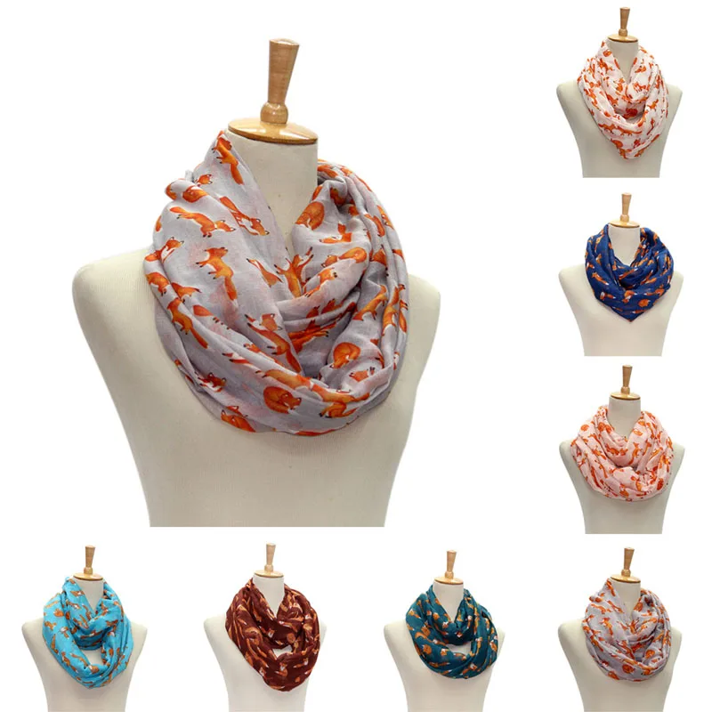 Женский Винтажный Длинный мягкий хлопковый шарф из тонкой ткани с принтом лисы и