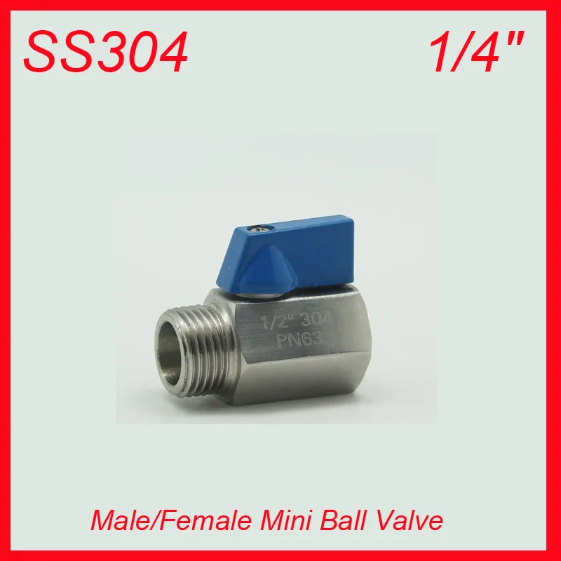

1/4" Stainless Steel SS304 One Piece NPT Male/Female Mini Ball Valve 10pcs/lot