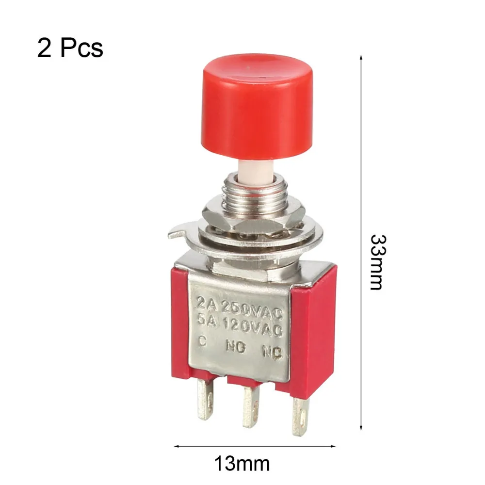 

UXCELL 2pcs 6mm Mounting Hole Red Momentary Push Button Switch DPDT NO OR NO-NC Switch Accessories Electrical Equipment Supplies