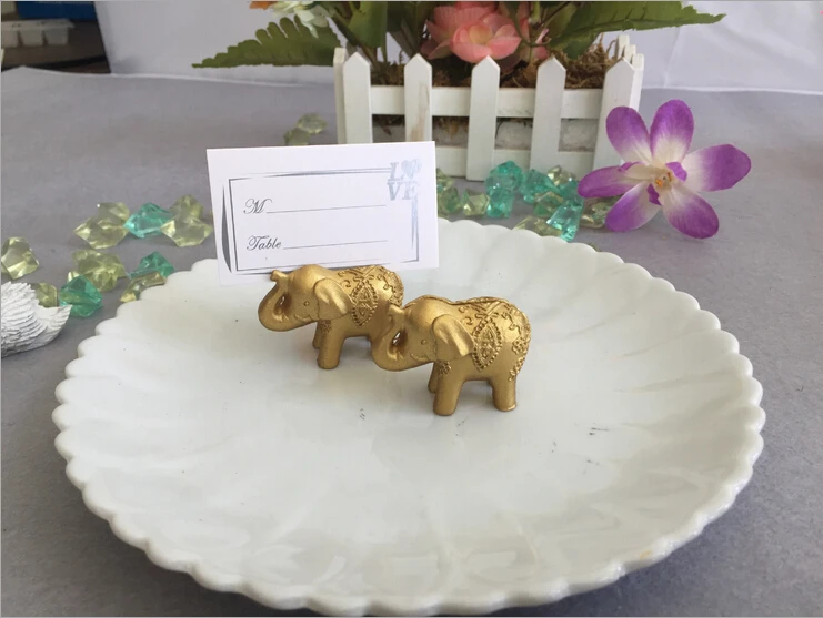 40 шт./лот Свадебная вечеринка Сувениры счастливый золотой слон карточка с местом