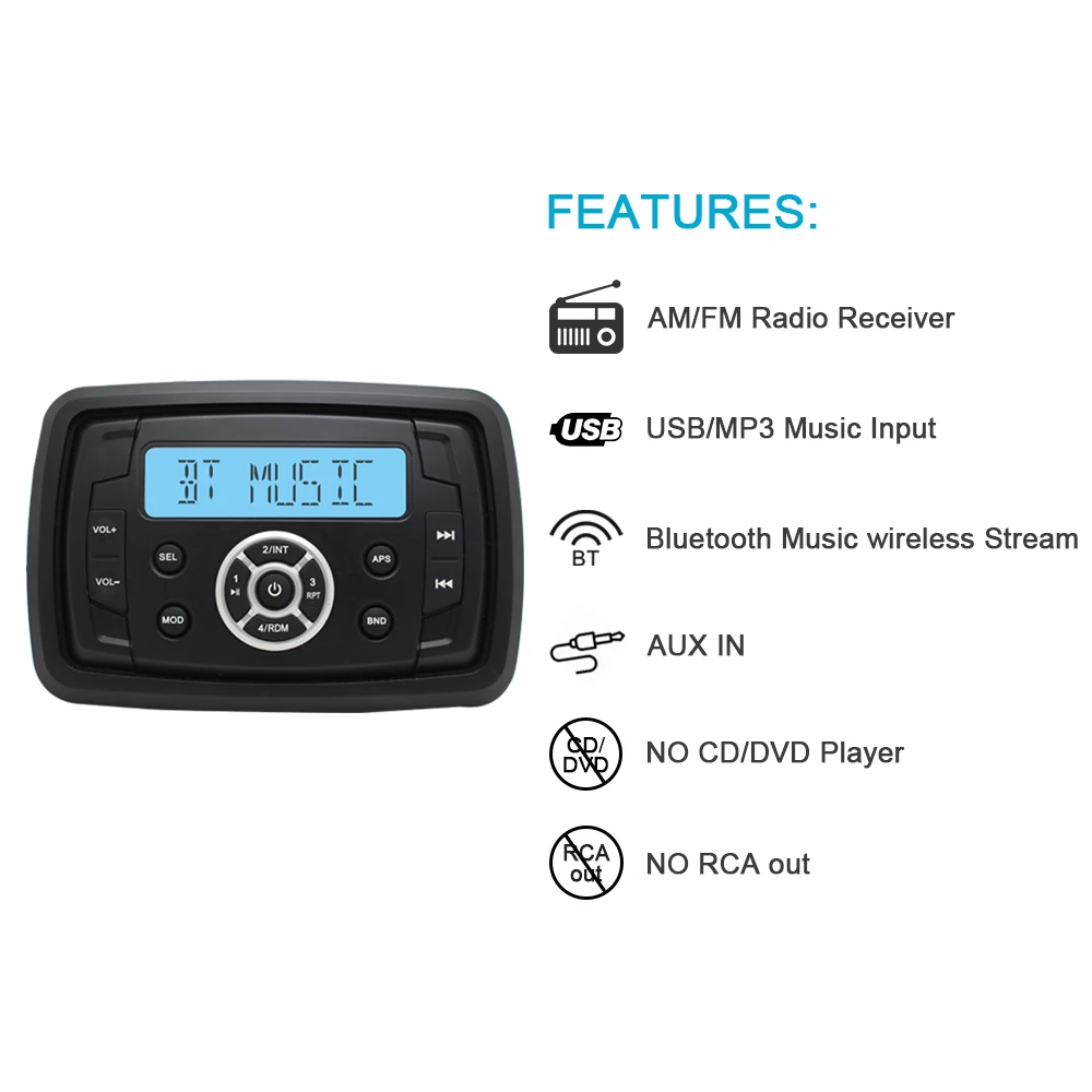 Морской компактный Bluetooth стерео аудио радиоприемник для мотоцикла MP3 плеер