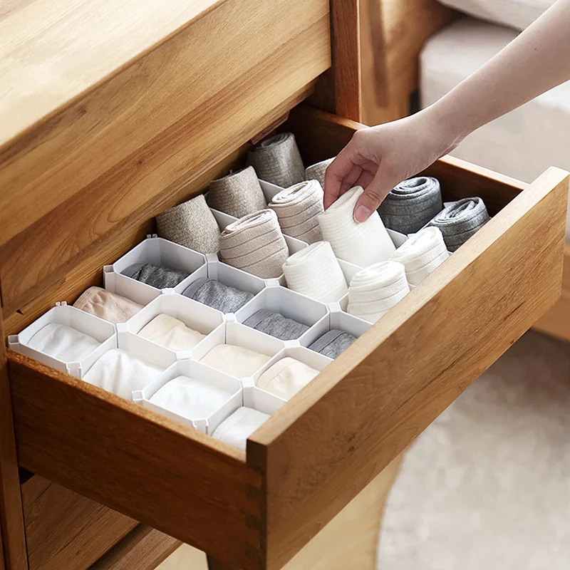 

luluhut 6 Pcs Adjustable Drawer Divider DIY Honeycomb drawer organizer Plastic Drawer Separator For Socks Ties Underwear