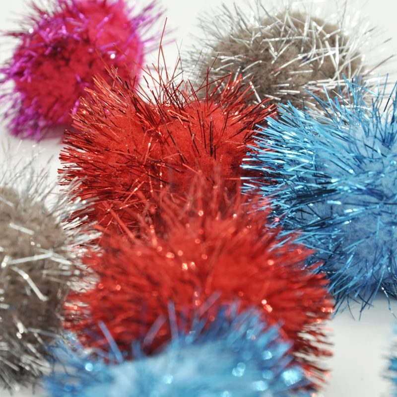 20 шт./лот шарики из мишуры разбрызгиваются помпонами разные цвета сверкающие