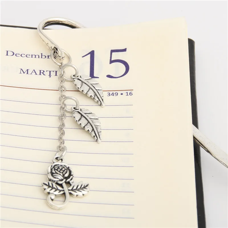 1 шт. милая Закладка-Роза Тибетский серебристый цвет амулеты с листьями книги Mark