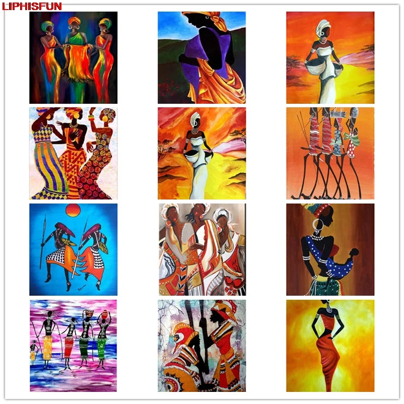 

LIPHISFUN Handmade Cross Stitch Embroidery Diamond Painting Full Drill Home Decor Square/round Africa women