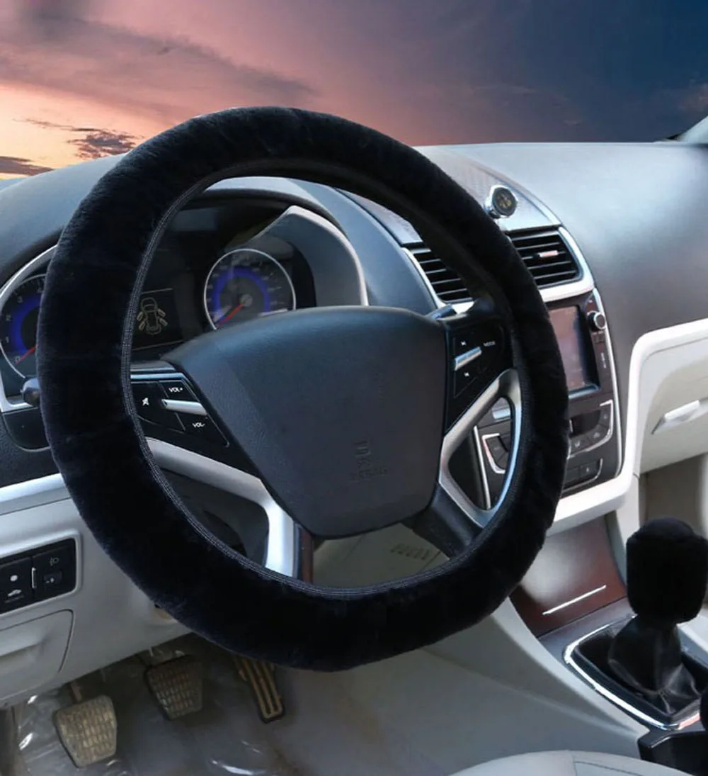 2 шт. зимние теплые пушистые универсальные автомобильные чехлы на руль + комплект