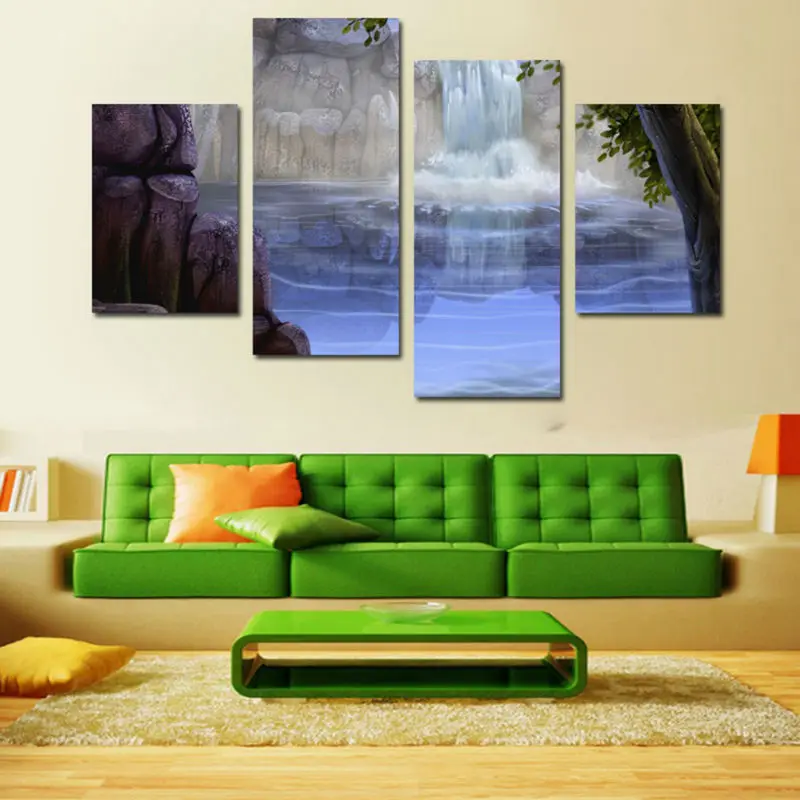 home decoration large wall pictures for living room art cheap modern Canvas print oil modular paintings on Waterfall | Дом и сад