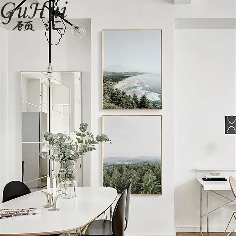 Картина на холсте с изображением леса и пляжа для ресторана гостиной | Дом сад