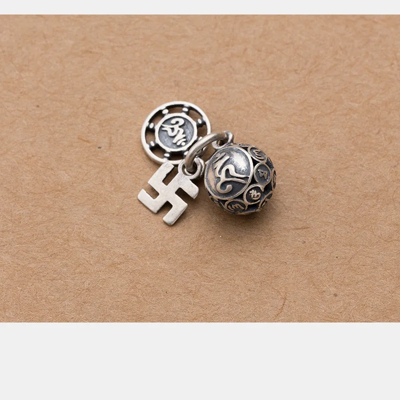 Набор шармов ручной работы из стерлингового серебра 925 пробы буддистское