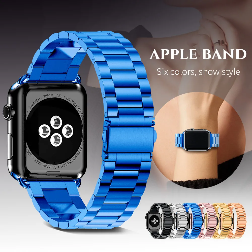 Для Apple Watch ремешок 42/44 мм цвета: черный золотистый Нержавеющая сталь браслетная
