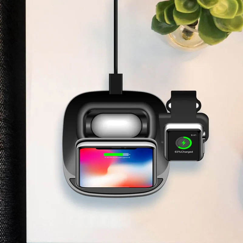 3 in 1 Qi Wireless Charger For iPhone X XS Max XR 8 10W Fast Apple Watch 4 2 for Airpod Desktop | Мобильные телефоны и