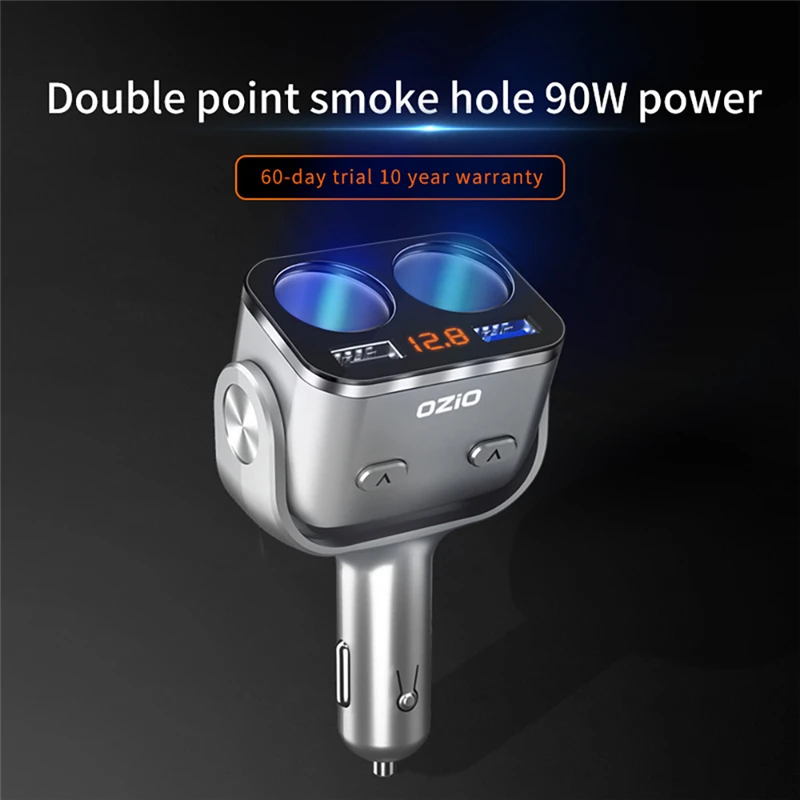 Новый светодиодный разветвитель автомобильного прикуривателя 90 Вт QC3.0 2.4A USB