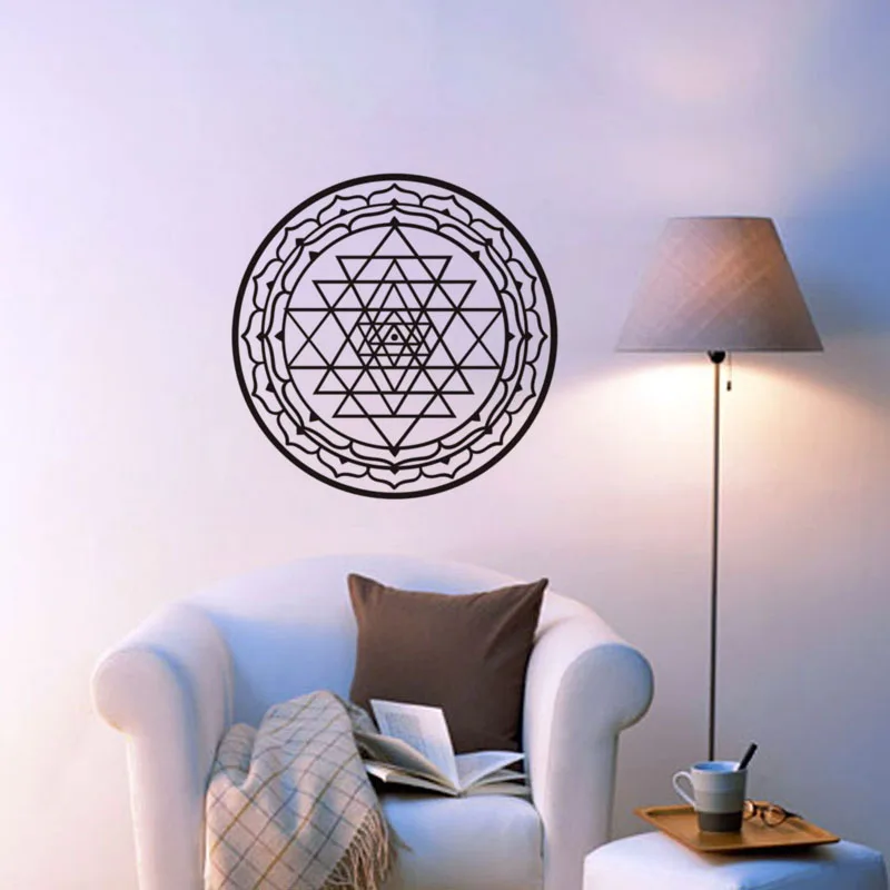 Творческий Шри Янтра виниловая Съемная стена Стикеры в виде индийской мандалы