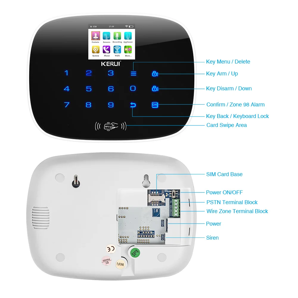 KERUI W193 беспроводной WCDMA 3g приложение дистанционное управление сенсорный экран Alarme WiFi PSTN GSM Умный дом Охранная сигнализация наборы систем