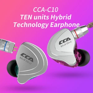 Новые наушники CCA C10 4BA + 1DD, гибридные наушники для ушей, HIFI монитор, спортивные наушники для бега с отсоединяемым разъемом, 2PIN кабель