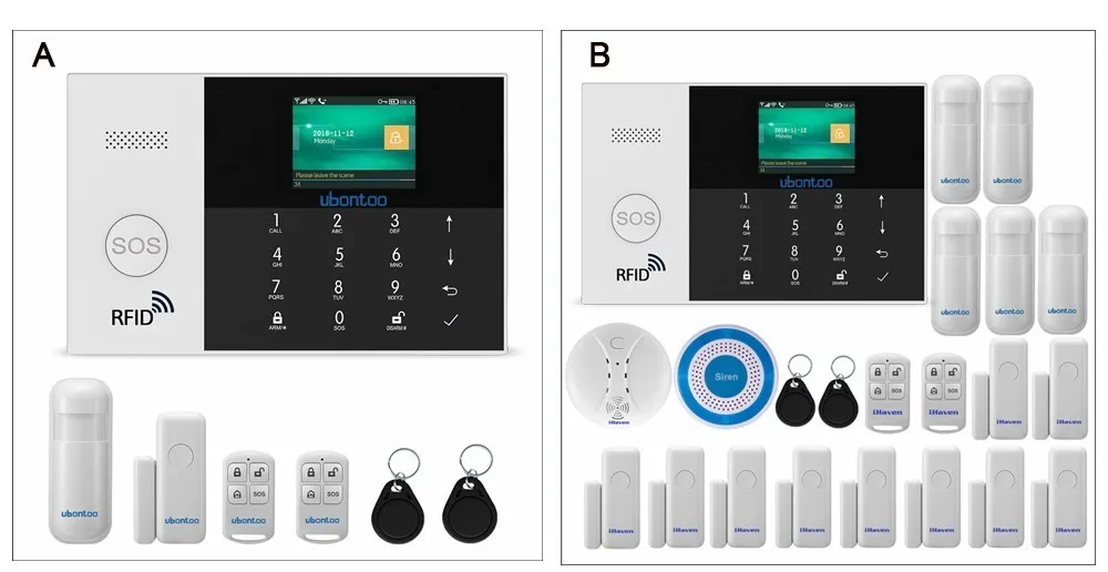 Ubontoo беспроводной охранный датчик домашней безопасности wifi RFID SIM GSM сигнализация Система IOS Android приложение управление ЖК Сенсорная клавиатура