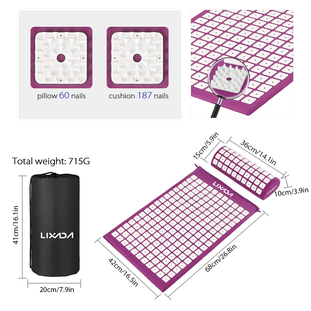Коврик аккупунктурный массажный коврик подушка для йоги облегчает боли в спине и