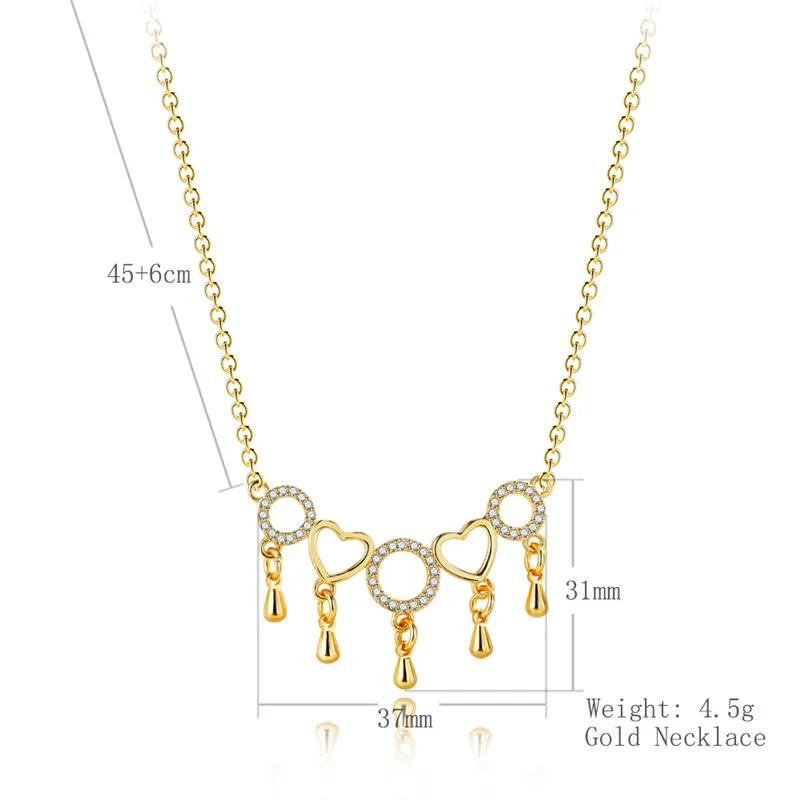 LUKENI Shinee Crystal Heart Ladies Pendant Necklace Jewelry Fashion Girls Chain Gold For Women Party Accessories Female | Украшения и