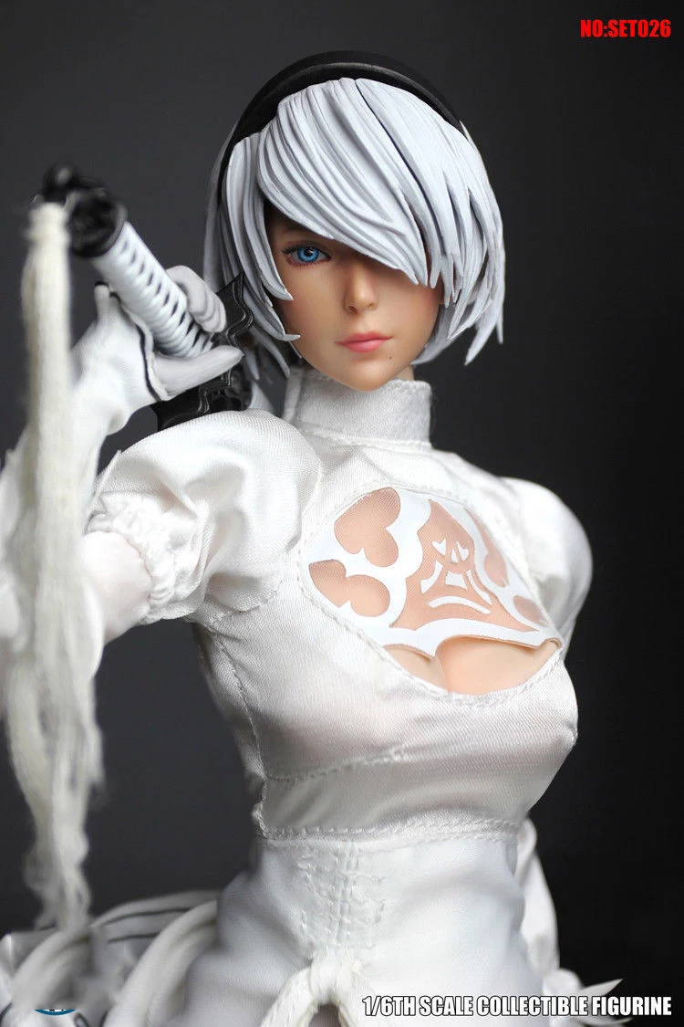 1/6 Масштаб Сексуальная женская фигура аксессуар NieR: Automata 2B Йорга женская голова белый костюм косплей модель для 1" бледные действия