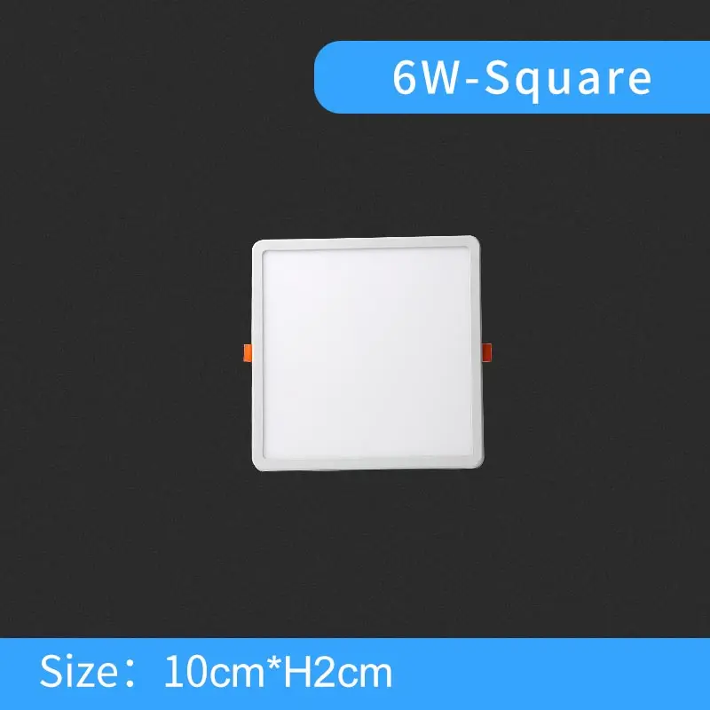 6W-Square Светодиодный светильник, ультра тонкий круглый квадратный встраиваемый светильник, 6 Вт, 8 Вт, 15 Вт, 20 Вт, 220 В, потолочный светодиодный светильник для ванной комнаты - Испускаемый цвет: 6W-Square