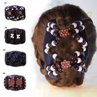 Заколка-гребень для волос Женская эластичная с жемчугом и двойными бусинами