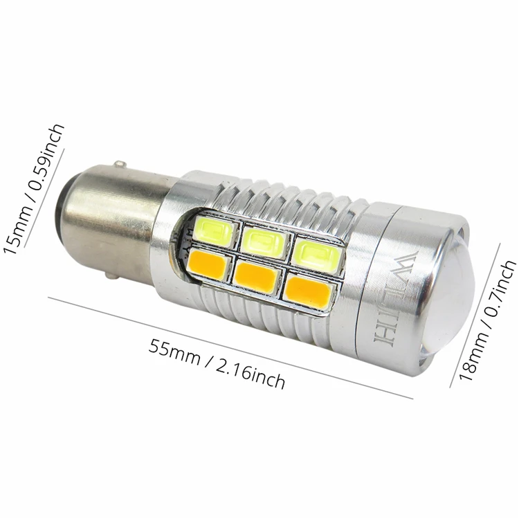 WLJH 2x1157 7440 7443 3157 светодиодный 5630 SMD линзы двойной Цвет белый янтарь горки светодиодный авто DRL указатель поворота светильник лампы 12v 24v