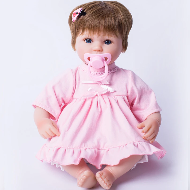 Реалистичные куклы Reborn Baby с розовым галстуком бабочкой вклеенные волосы мягкий