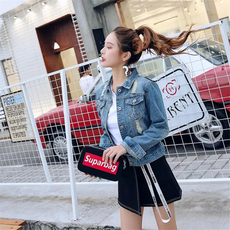 Весенняя и Осенняя Новинка 2018 тонкая джинсовая куртка большого размера с