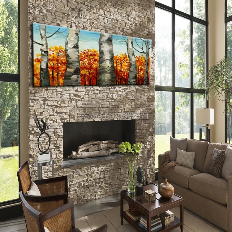 Ручная роспись высокое качество Осенние деревья картина маслом на холсте ручная
