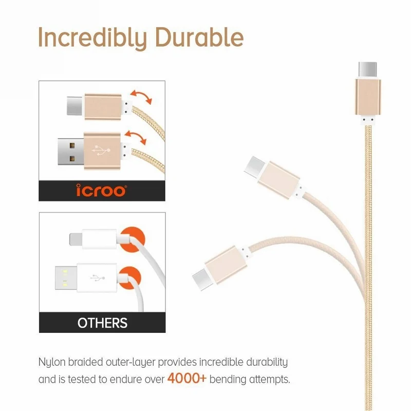 Кабель USB Type C в нейлоновой оплетке шнур для передачи данных и зарядки LG G5 G6 Xiaomi mi6