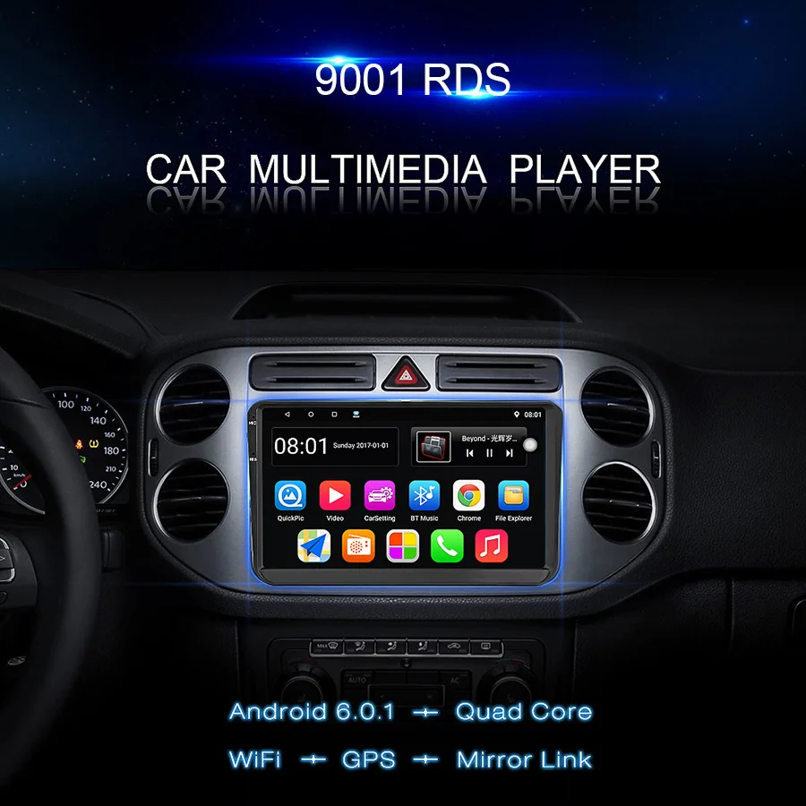 Автомобильный мультимедийный плеер TOPSOURCE 9 дюймов Android 2 Din с GPS Wi-Fi RDS для