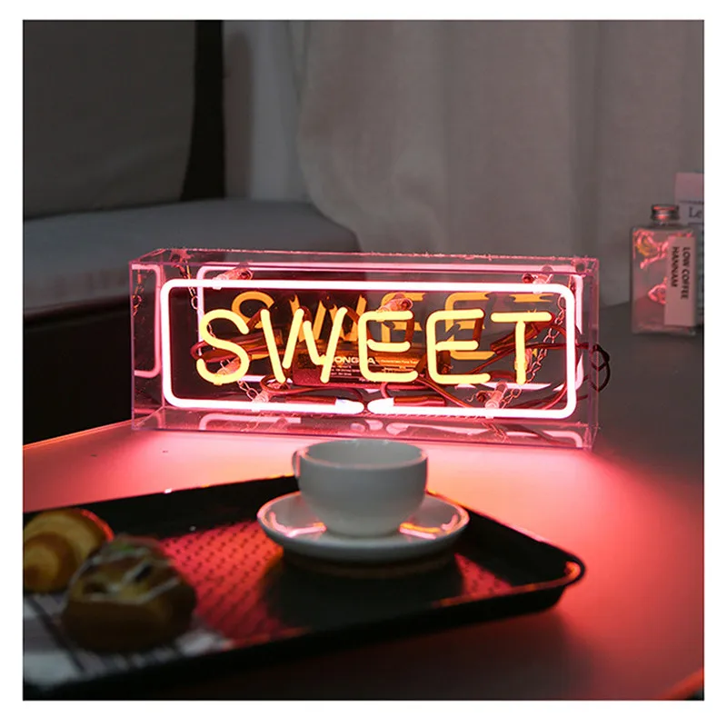 SWEET YEAH LOVE HOME знаковые неоновые вывески трубчатая лампа ручной работы индивидуальный дизайн неоновая Лампа Пивной Бар паб дома KTV профессиональное освещение - Испускаемый цвет: SWEET