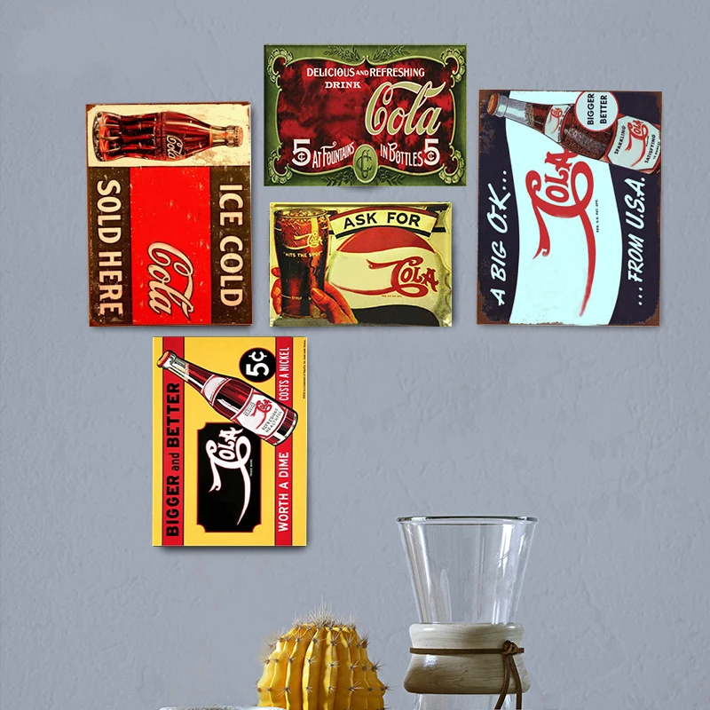 Cola металлическая пластина с винтажным рисунком оловянные знаки настенные