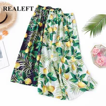 REALEFT Лето 2019 Новое поступление женские длинные брюки с лимонным