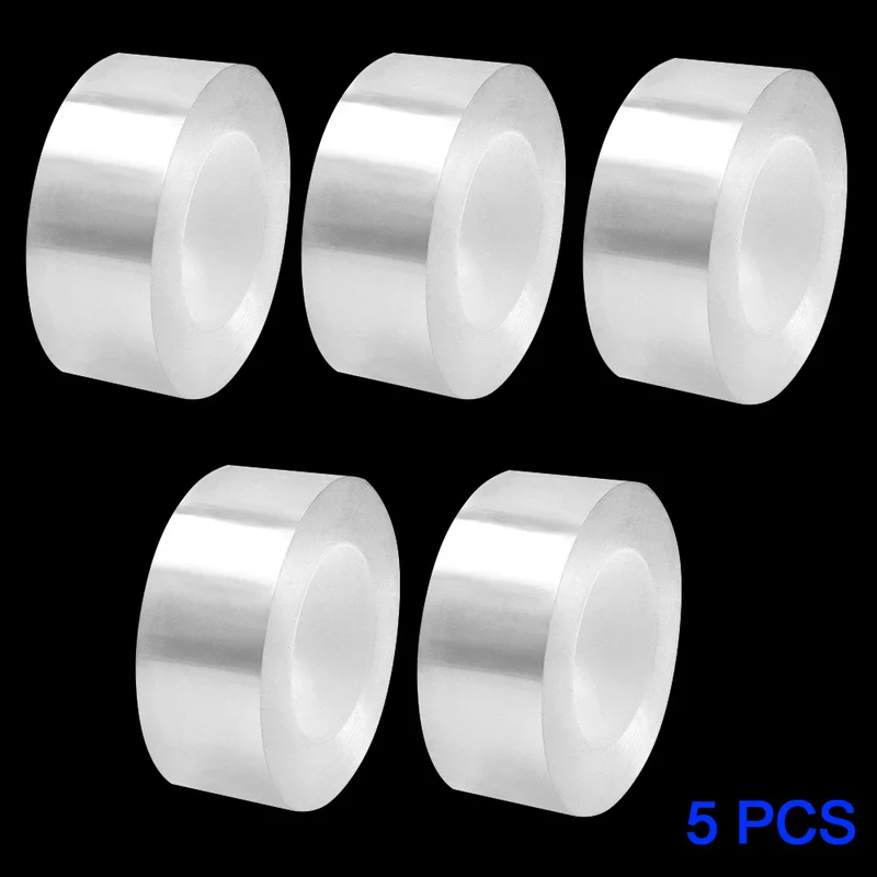 

1 Roll 1/2/3/5m Reusable Transparent Double-sided Tape Can Washed Acrylic Nano Tape Fastener Tape No Trace Tape Hot Sale