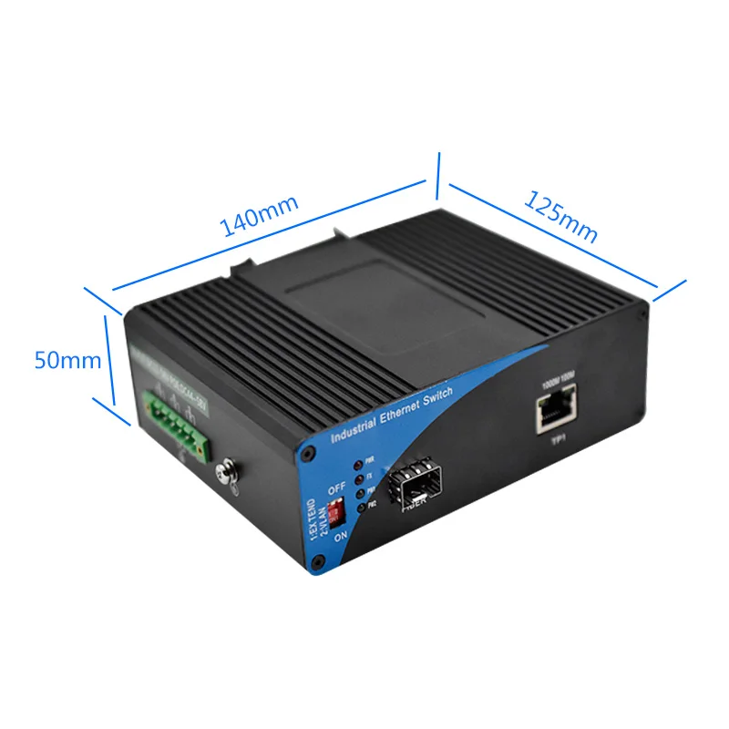 SFP 10/100 м Ethernet волоконный преобразователь промышленный 1 порт rj45 POE коммутатор