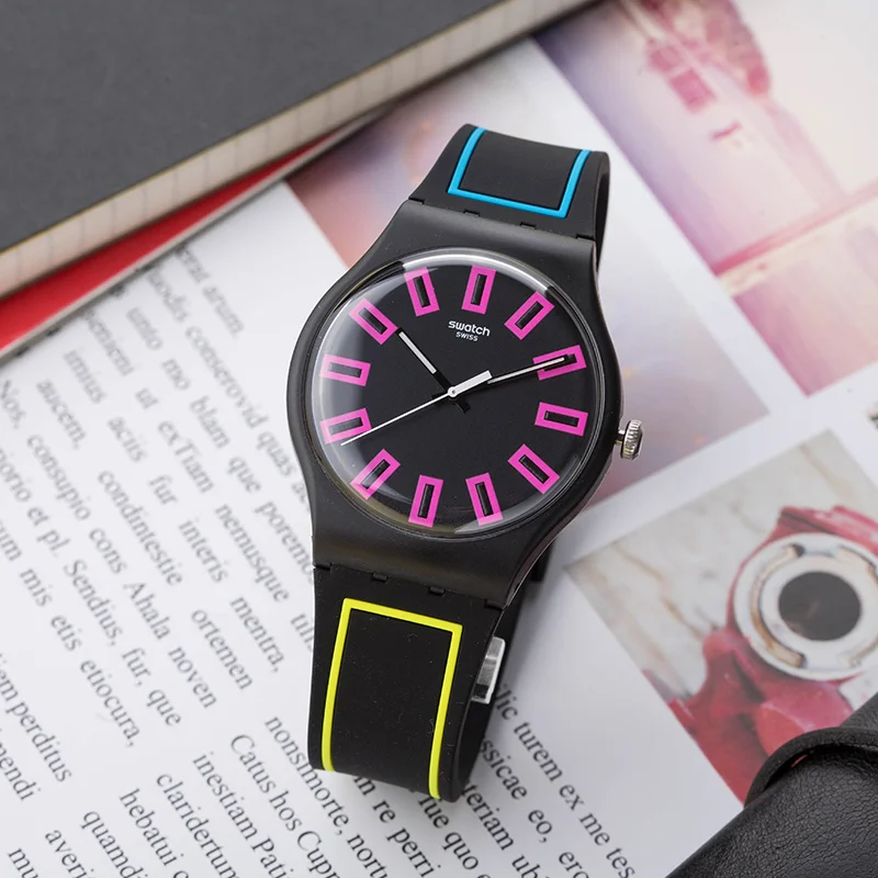 Swatch часы оригинальные цветные серии модные кварцевые SUOB146|Кварцевые мужские