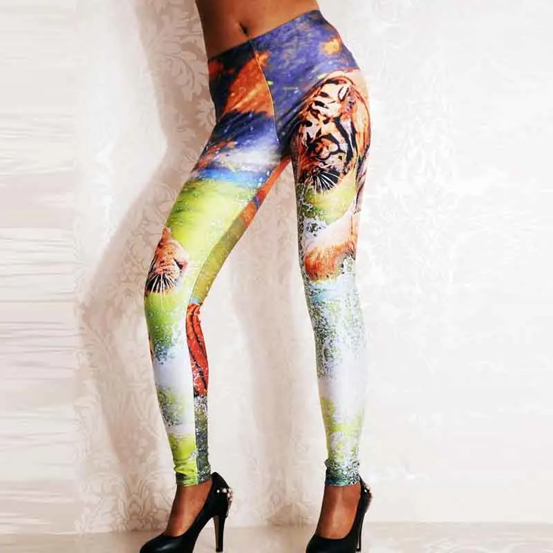 Fashion Wild Tiger Pattern Ladies Leggings Women Casual Sexy Printed Elastic Creative Leggins Fitness Bodycon Pants
